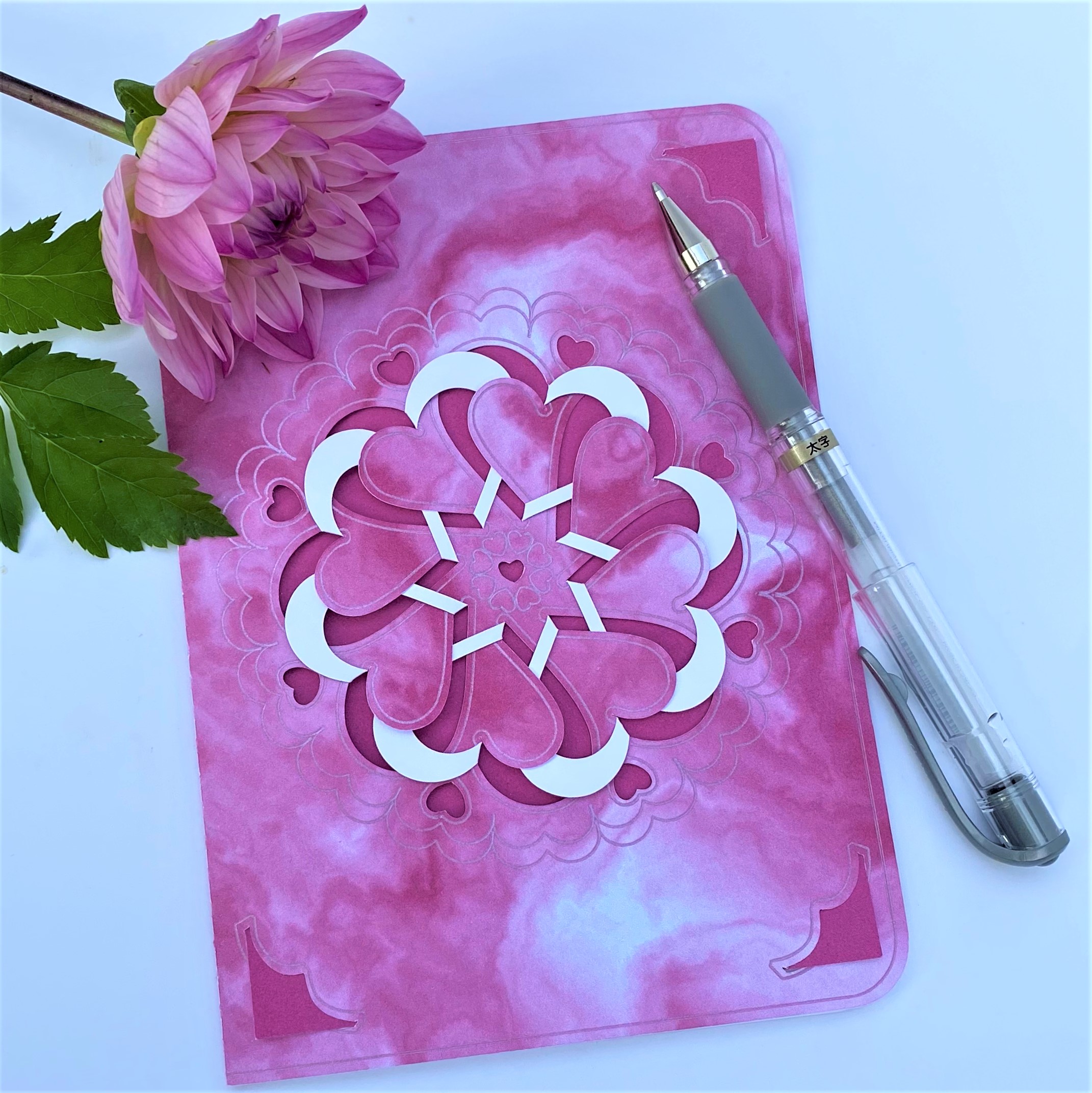 9 hearts card with pen